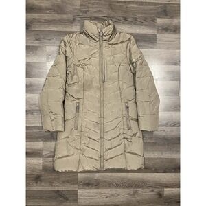Eddie Bauer Women's Sun Valley Parka Jacket Size Medium Beige Goose Down Coat